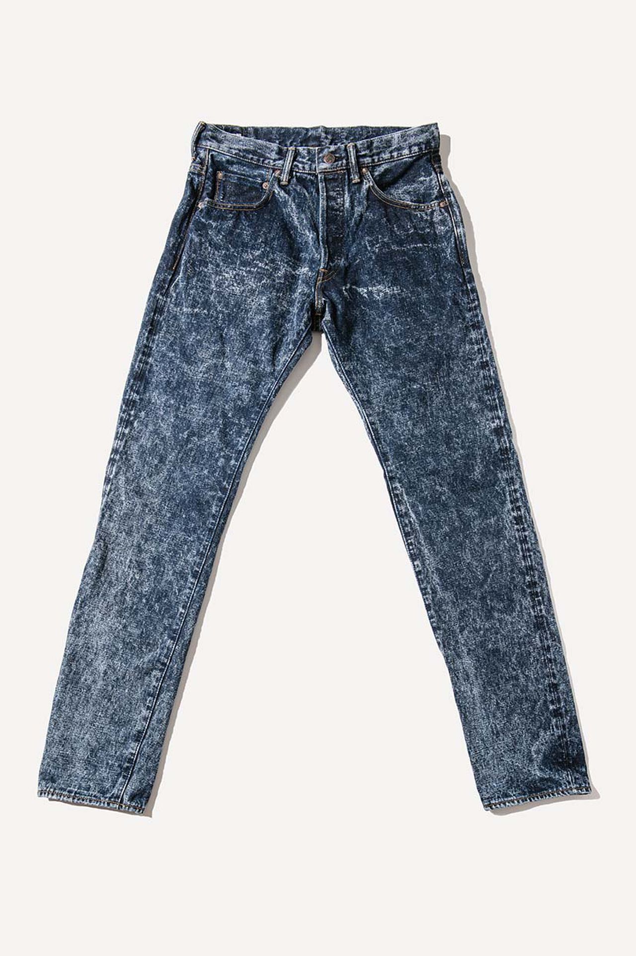 NAWHT 16.5oz Natural Indigo Acid Wash High Rise Tapered Jeans,, large image number 6