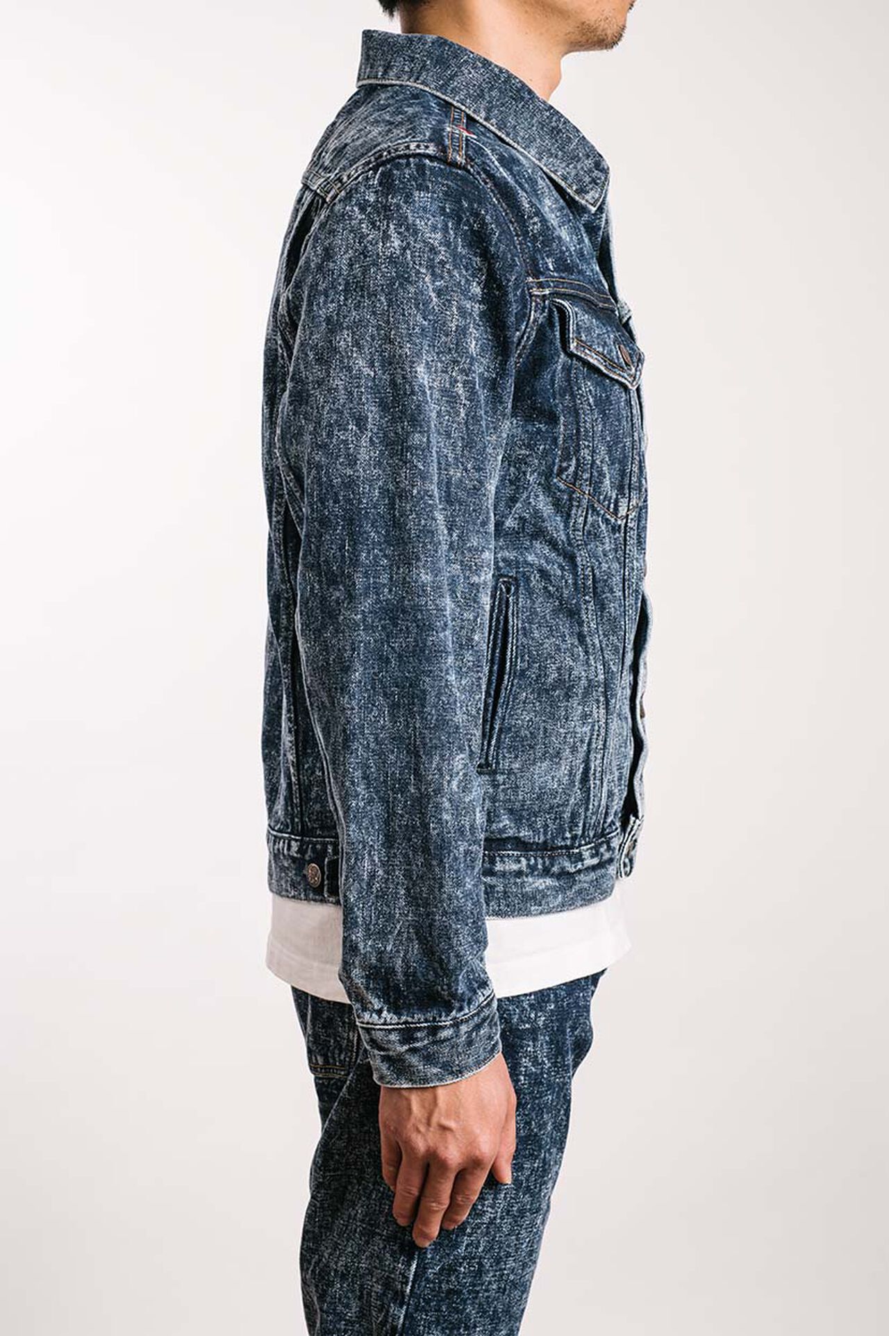 NAWJKT3 16.5oz Natural Indigo Acid Wash 3rd type Jacket with handwarmers image number 2