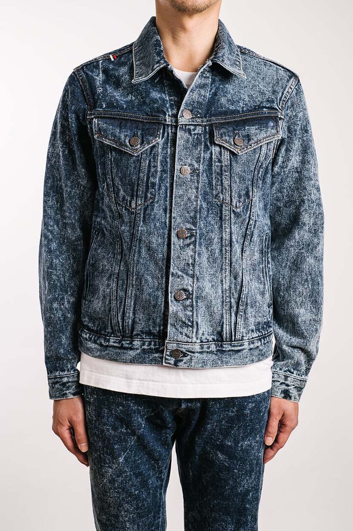 NAWJKT3 16.5oz Natural Indigo Acid Wash 3rd type Jacket with handwarmers,, medium