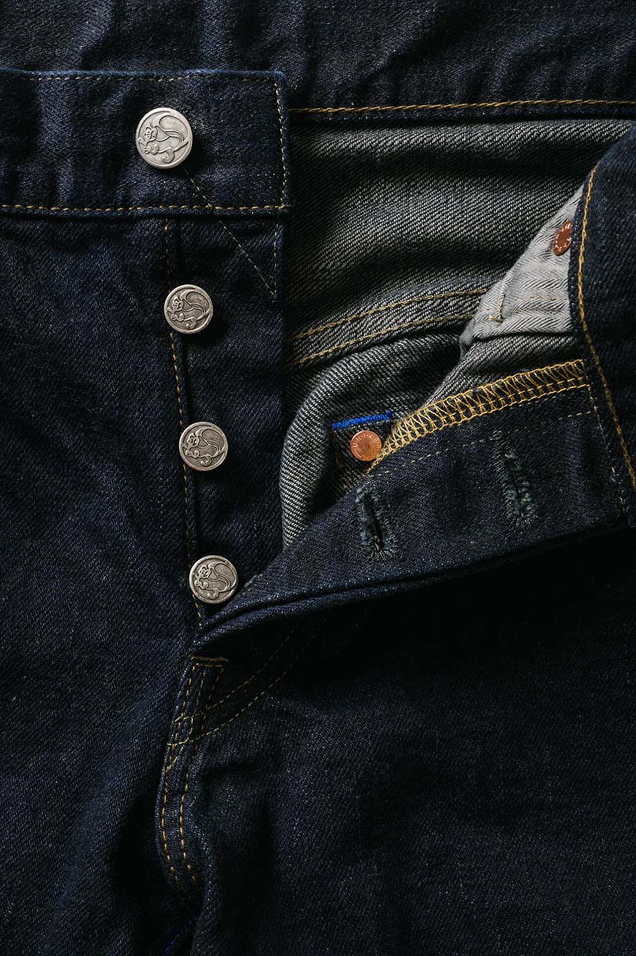 NSMT 16.5oz Natural Indigo "SUMIKURO" Overdye  High Rise Tapered Jeans image number 11