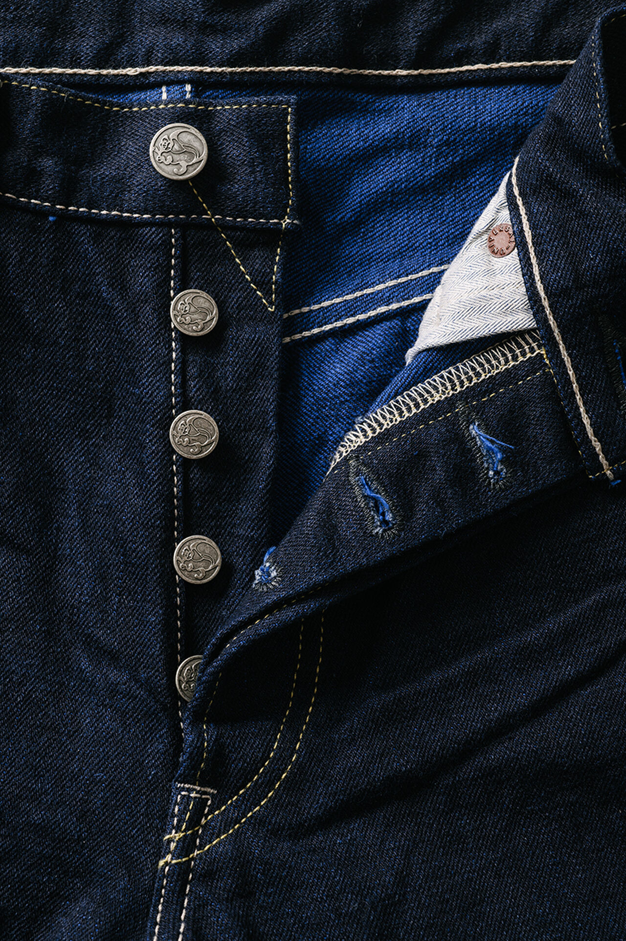 YUHT 16.5oz Natural Indigo "Yurai" High Tapered Jeans image number 24