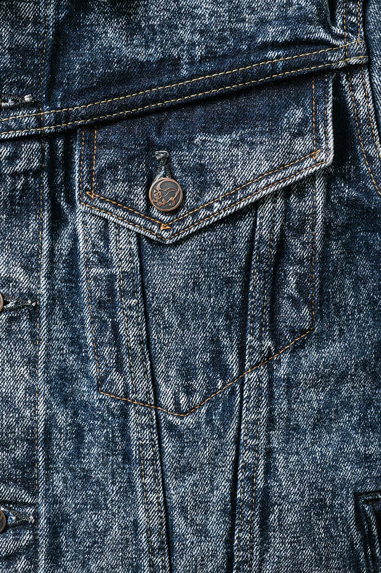 NAWJKT3 16.5oz Natural Indigo Acid Wash 3rd type Jacket with handwarmers image number 10