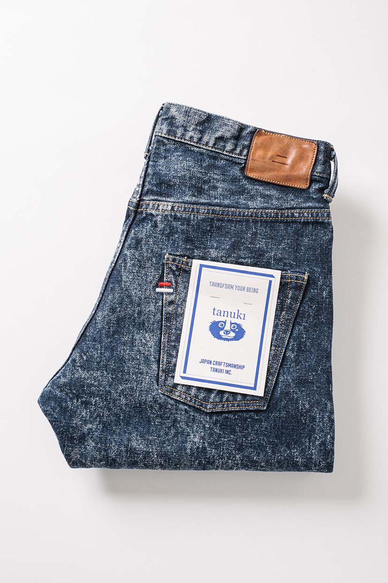 NAWHT 16.5oz Natural Indigo Acid Wash High Rise Tapered Jeans image number 15