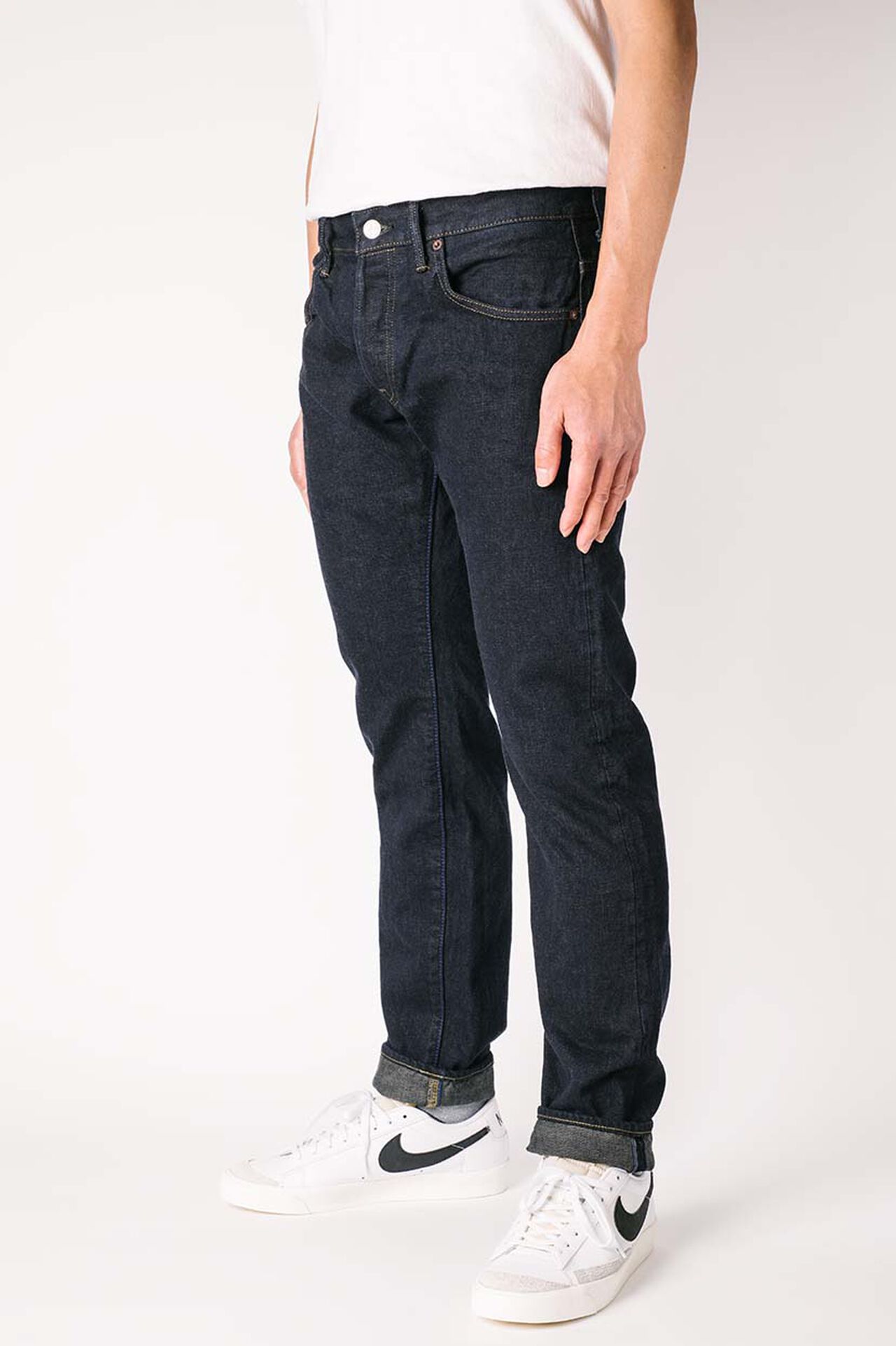 NSMT 16.5oz Natural Indigo "SUMIKURO" Overdye  High Rise Tapered Jeans image number 3