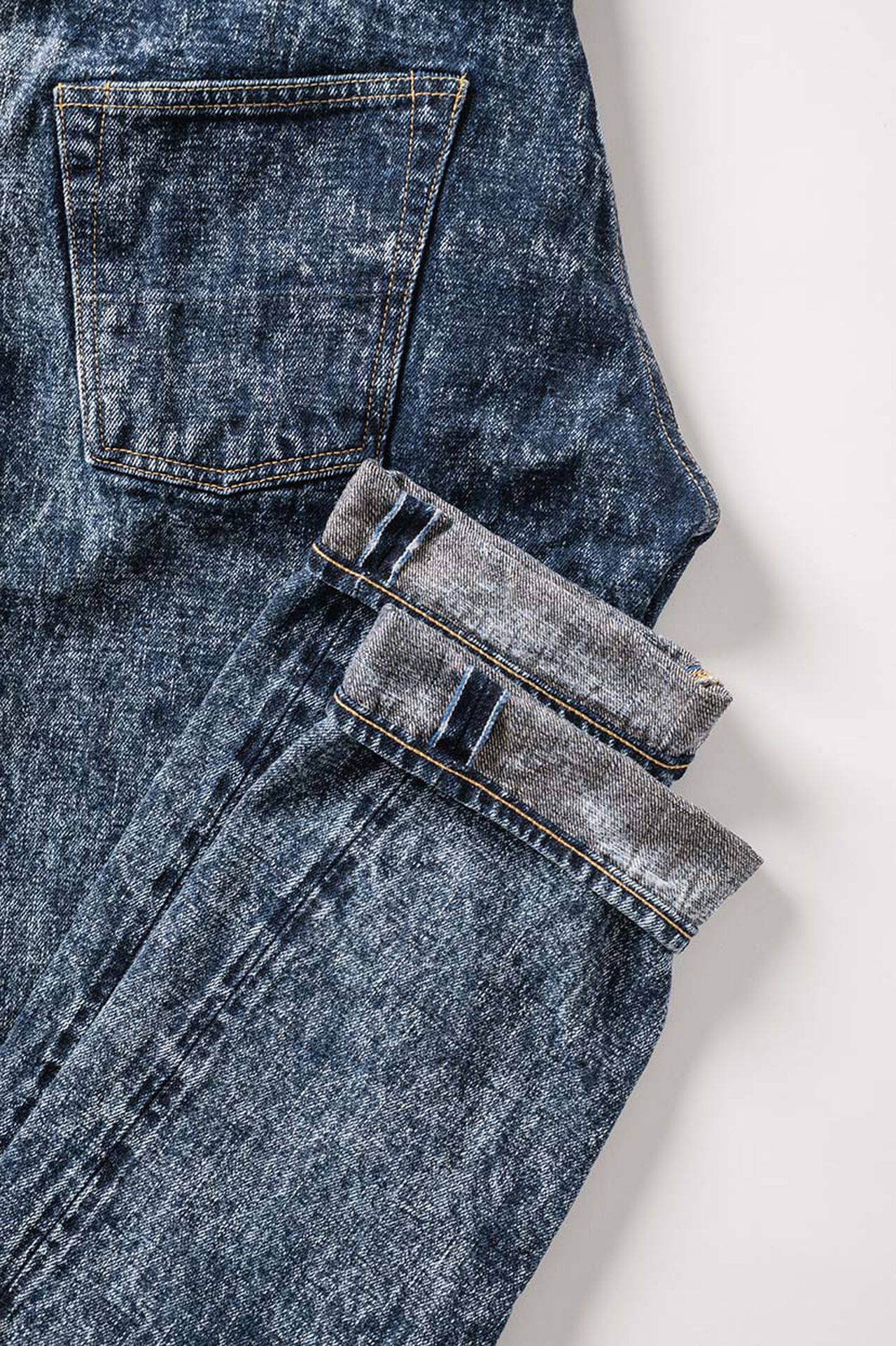 NAWHT 16.5oz Natural Indigo Acid Wash High Rise Tapered Jeans image number 8