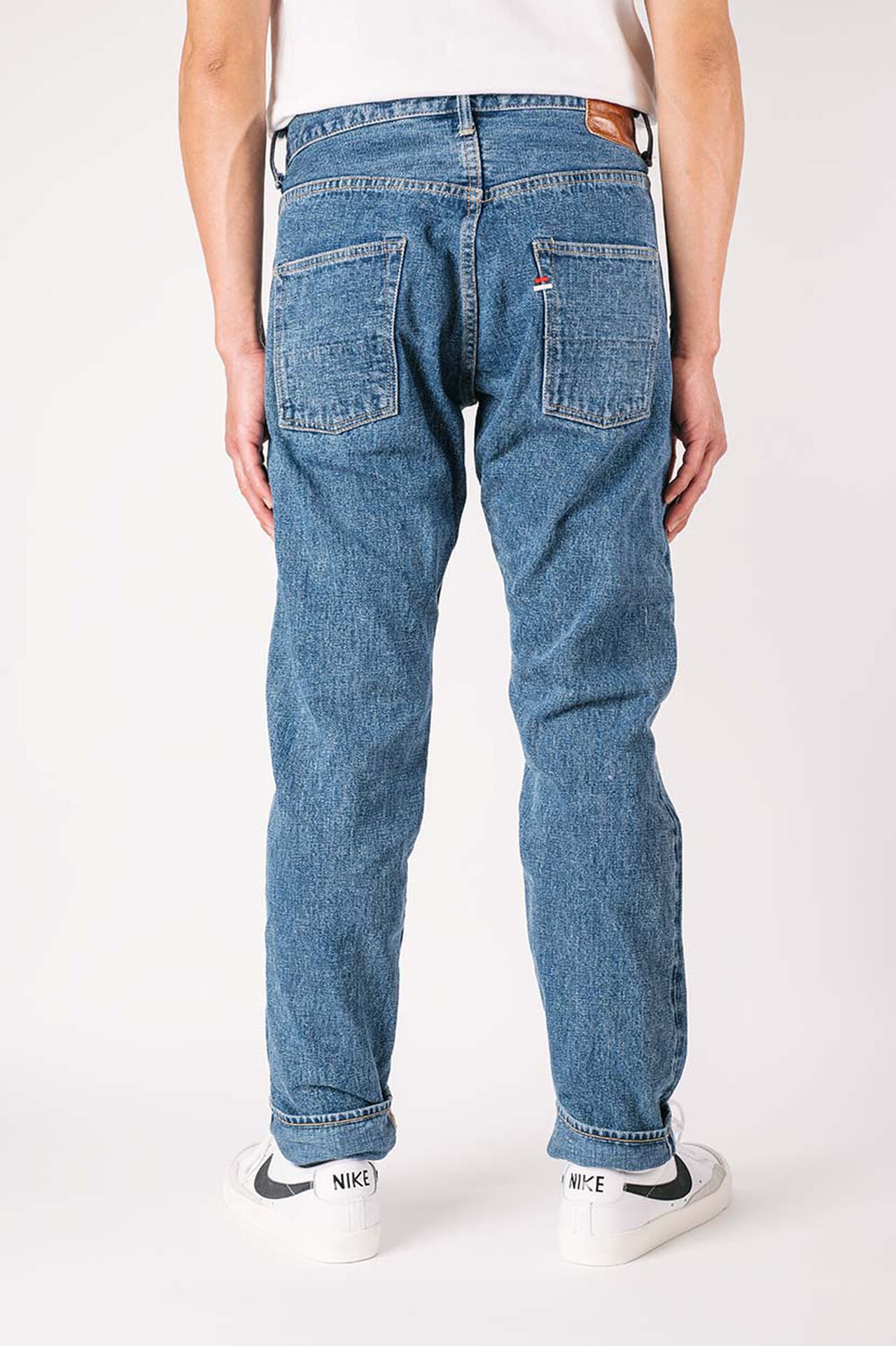 YUSTHT 16.5oz Natural Indigo "Yurai" Stone Wash High Rise Tapered Jeans,, large image number 4