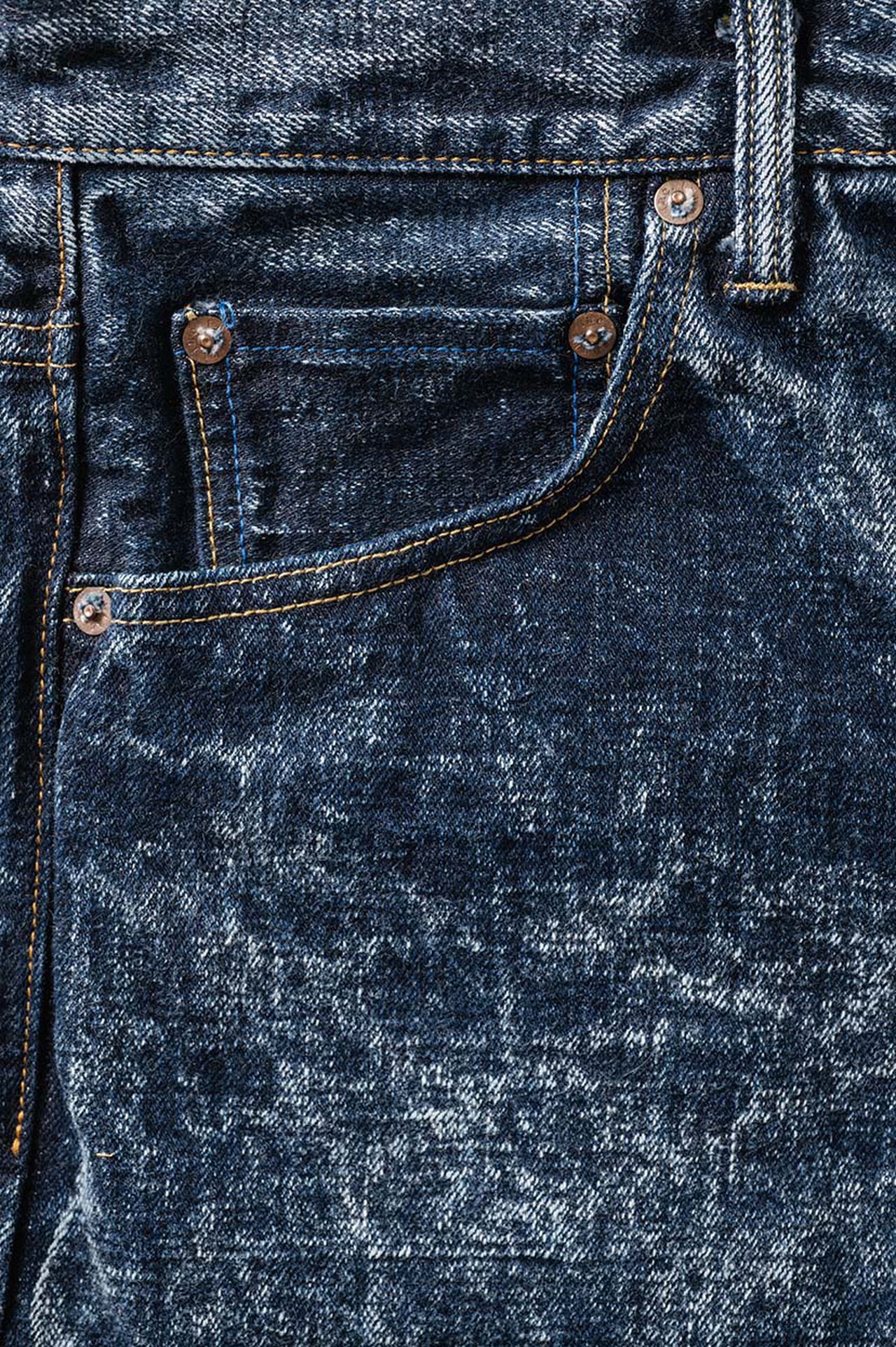 NAWHT 16.5oz Natural Indigo Acid Wash High Rise Tapered Jeans image number 9