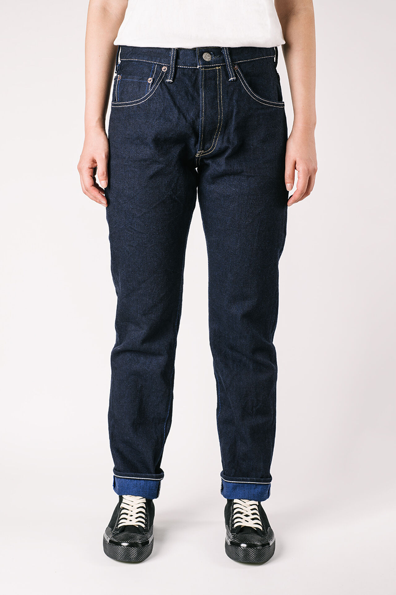 YUHT 16.5oz Natural Indigo "Yurai" High Tapered Jeans image number 0