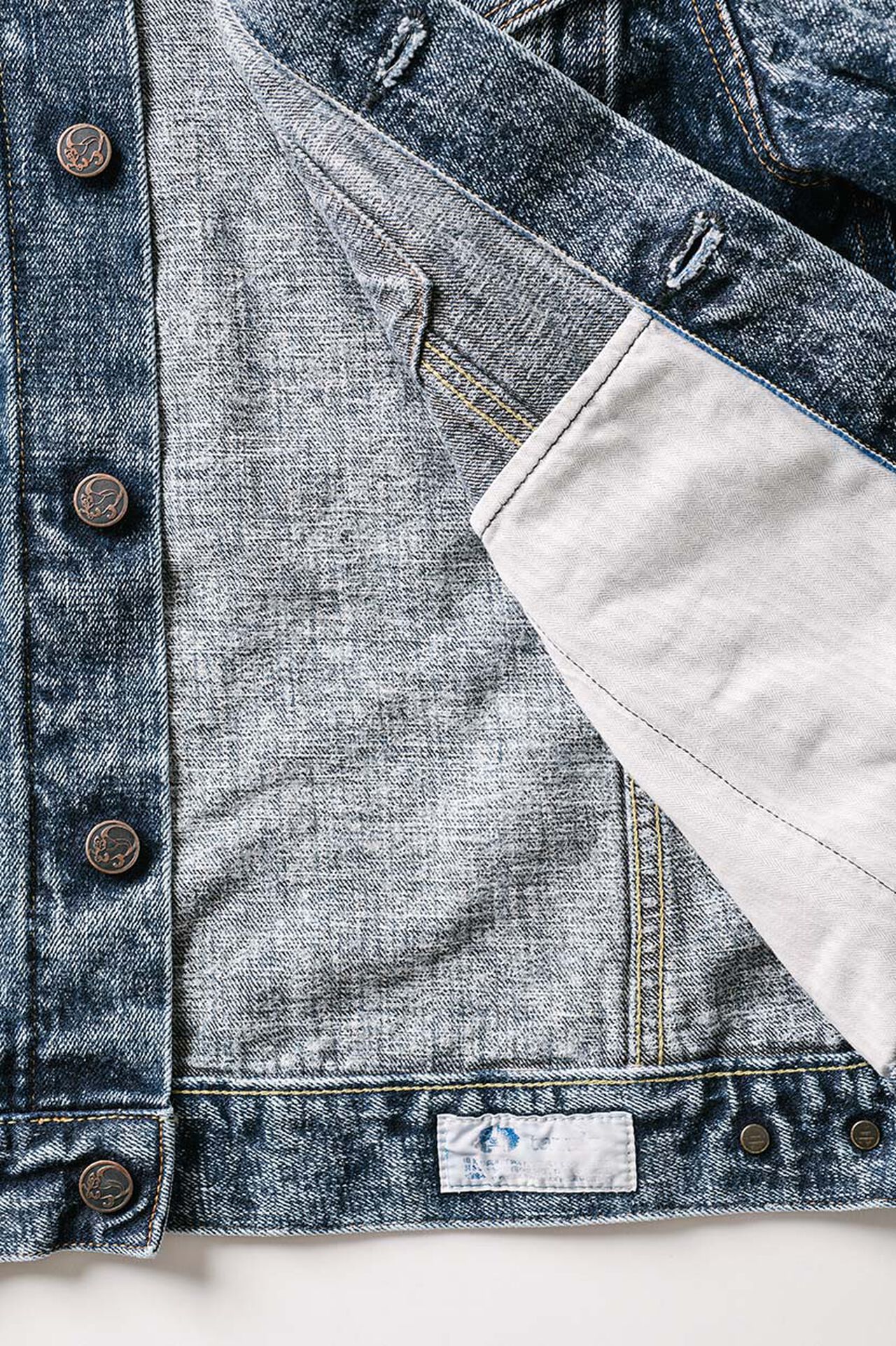 NAWJKT3 16.5oz Natural Indigo Acid Wash 3rd type Jacket with handwarmers image number 8