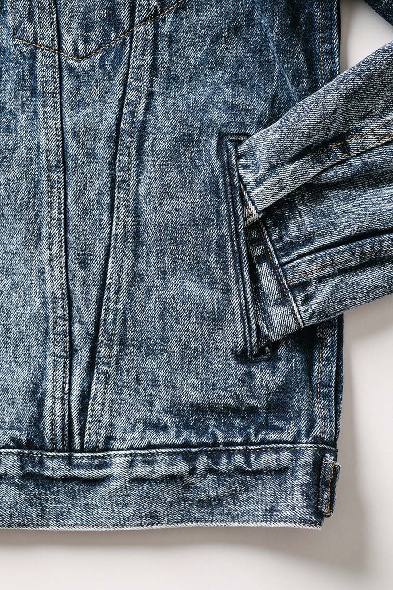 NAWJKT3 16.5oz Natural Indigo Acid Wash 3rd type Jacket with handwarmers image number 7