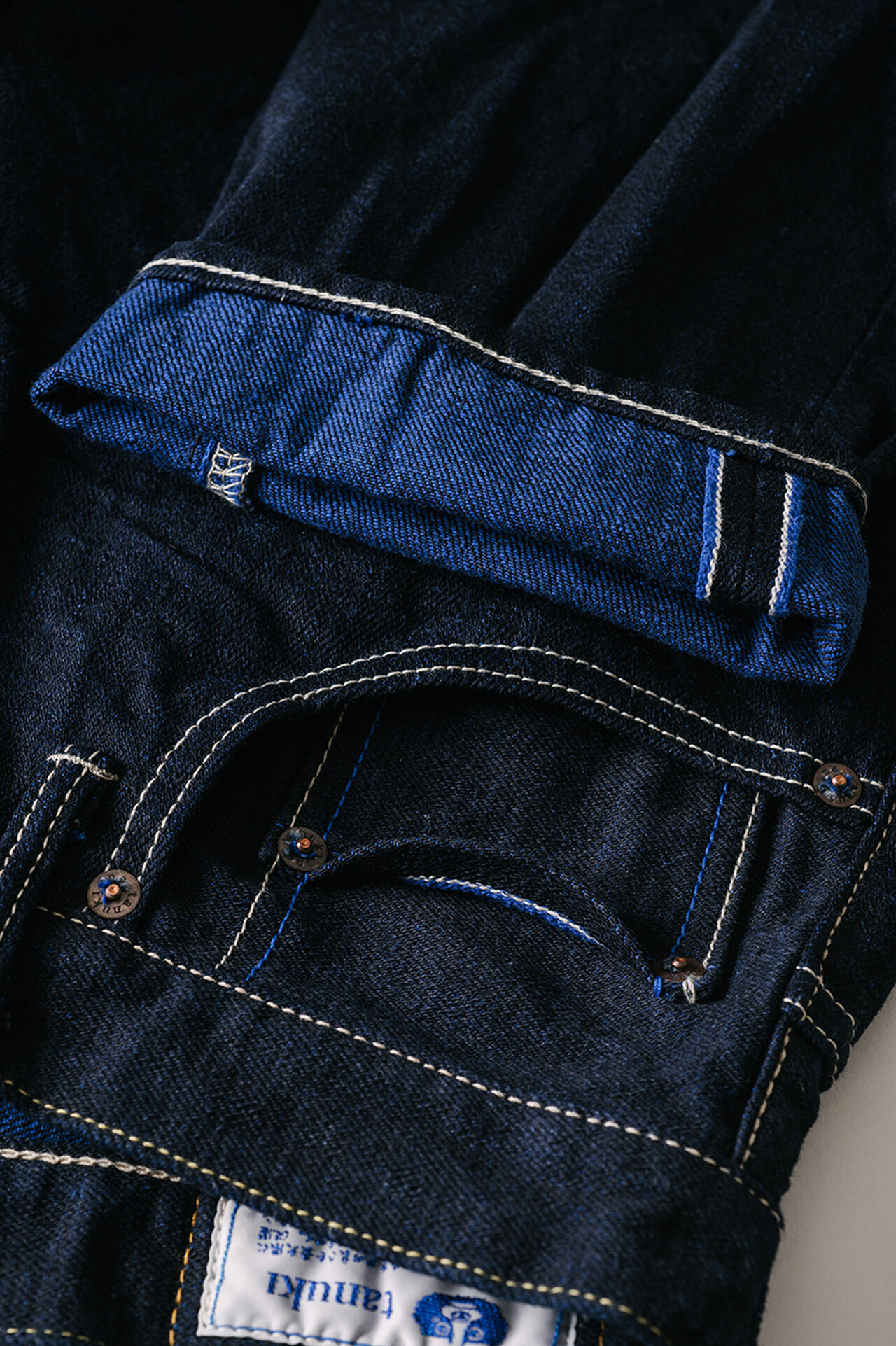 YUHT 16.5oz Natural Indigo "Yurai" High Tapered Jeans image number 20