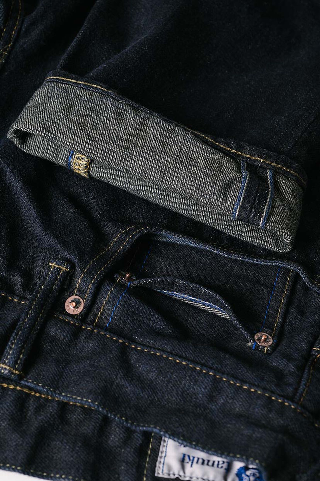 NSMT 16.5oz Natural Indigo "SUMIKURO" Overdye  High Rise Tapered Jeans image number 12