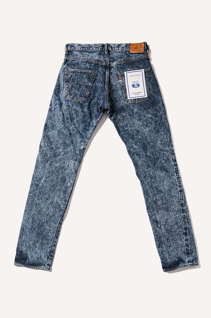 NAWHT 16.5oz Natural Indigo Acid Wash High Rise Tapered Jeans,, large image number 5