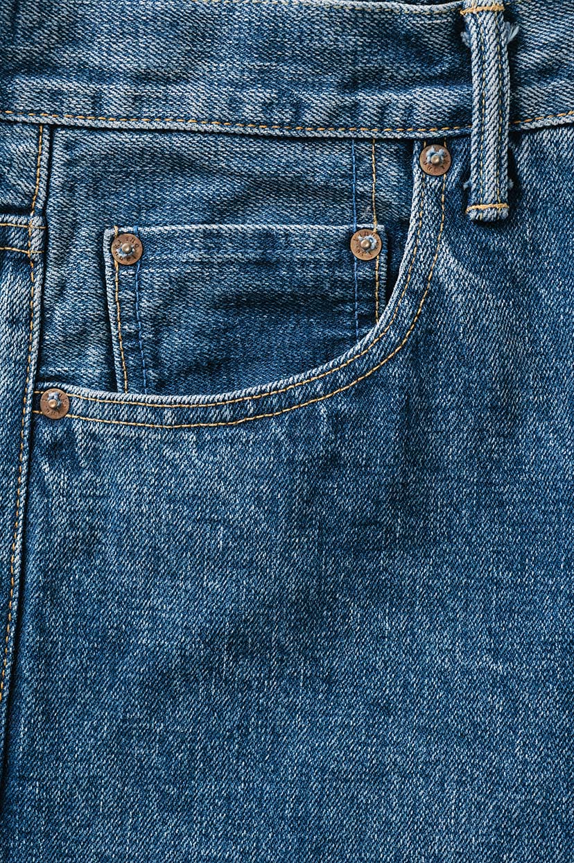 YUSTHT 16.5oz Natural Indigo "Yurai" Stone Wash High Rise Tapered Jeans,, large image number 8